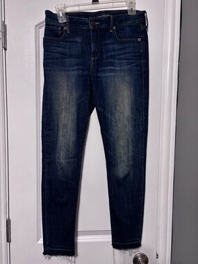 Lucky Brand Skinny Jeans Ava Crop Raw Hem Dark Wash Mid Rise Stretch Size 6
